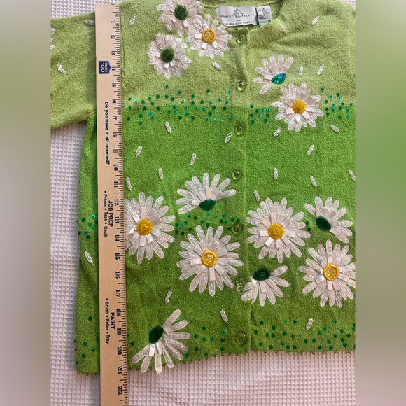 NWT RARE 2005 Design Options Philip Jane Gordon 3D Daisy Flower Cardigan Size S - Picture 8 of 10